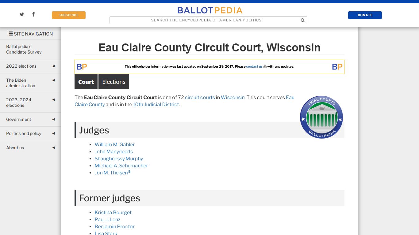 Eau Claire County Circuit Court, Wisconsin - Ballotpedia